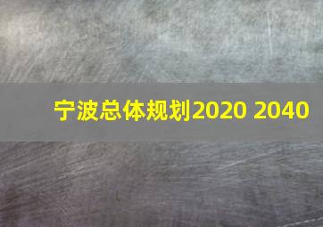 宁波总体规划2020 2040